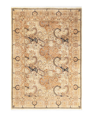 Traditional Mogul Ivory Wool Area Rug 6' 3" x 8' 10" - Solo Rugs
