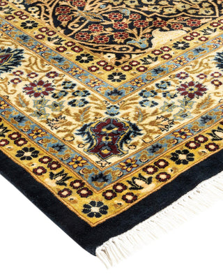 Traditional Mogul Black Wool Area Rug 6' 2" x 9' 3" - Solo Rugs