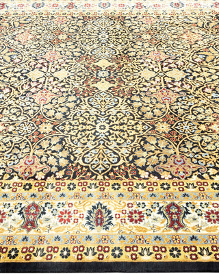Traditional Mogul Black Wool Area Rug 6' 2" x 9' 3" - Solo Rugs