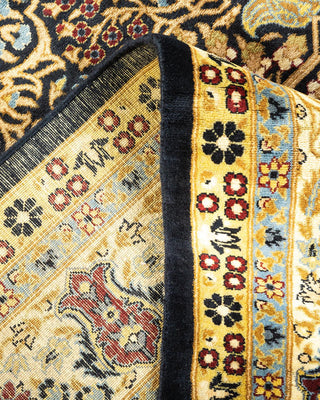 Traditional Mogul Black Wool Area Rug 6' 2" x 9' 3" - Solo Rugs