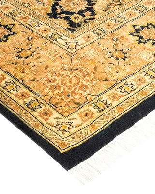 Traditional Mogul Black Wool Area Rug 6' 0" x 9' 3" - Solo Rugs