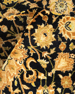 Traditional Mogul Black Wool Area Rug 6' 0" x 9' 3" - Solo Rugs