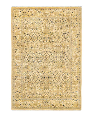 Traditional Mogul Ivory Wool Area Rug 6' 2" x 8' 10" - Solo Rugs