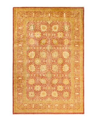 Traditional Mogul Orange Wool Area Rug 6' 2" x 9' 3" - Solo Rugs