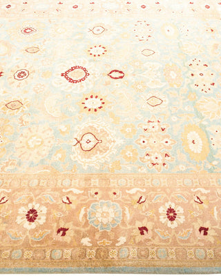 Traditional Mogul Light Blue Wool Area Rug 6' 2" x 8' 9" - Solo Rugs