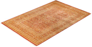 Traditional Mogul Orange Wool Area Rug 6' 2" x 9' 5" - Solo Rugs
