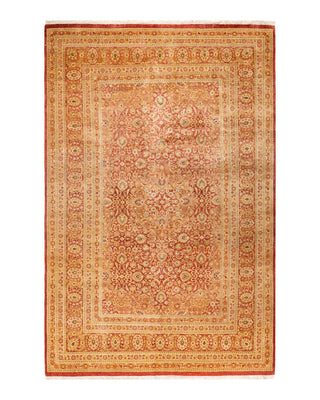 Traditional Mogul Orange Wool Area Rug 6' 2" x 9' 5" - Solo Rugs
