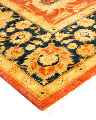 Traditional Mogul Orange Wool Area Rug 6' 1" x 8' 9" - Solo Rugs