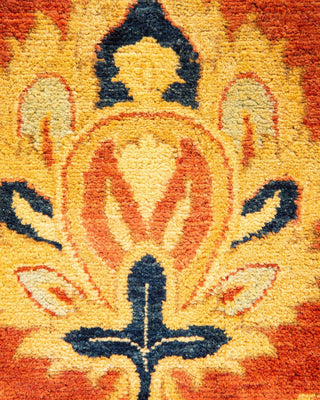 Traditional Mogul Orange Wool Area Rug 6' 1" x 8' 9" - Solo Rugs