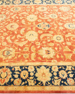 Traditional Mogul Orange Wool Area Rug 6' 1" x 8' 9" - Solo Rugs