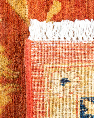 Traditional Mogul Orange Wool Area Rug 6' 1" x 8' 9" - Solo Rugs