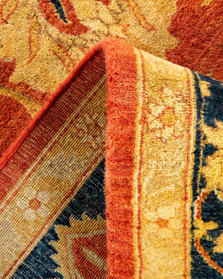 Traditional Mogul Orange Wool Area Rug 6' 1" x 8' 9" - Solo Rugs