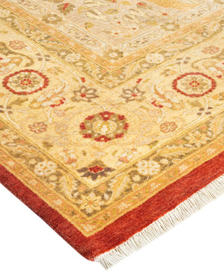 Traditional Mogul Orange Wool Area Rug 6' 1" x 9' 3" - Solo Rugs
