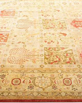 Traditional Mogul Orange Wool Area Rug 6' 1" x 9' 3" - Solo Rugs