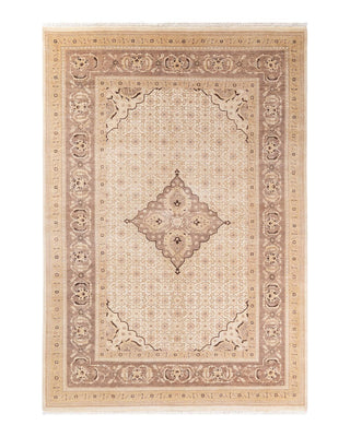 Traditional Mogul Ivory Wool Area Rug 6' 2" x 8' 10" - Solo Rugs