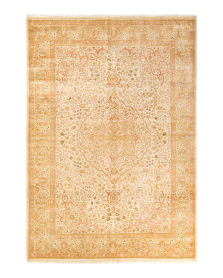 Traditional Mogul Ivory Wool Area Rug 6' 3" x 8' 10" - Solo Rugs