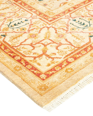 Traditional Mogul Ivory Wool Area Rug 6' 4" x 8' 8" - Solo Rugs