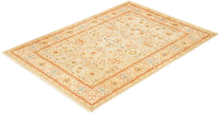 Traditional Mogul Ivory Wool Area Rug 6' 4" x 8' 8" - Solo Rugs