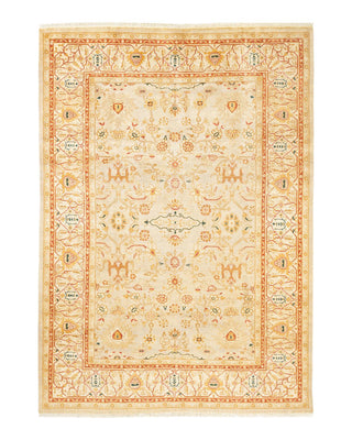 Traditional Mogul Ivory Wool Area Rug 6' 4" x 8' 8" - Solo Rugs