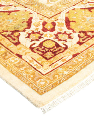 Traditional Mogul Ivory Wool Area Rug 6' 1" x 9' 0" - Solo Rugs