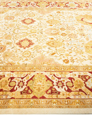 Traditional Mogul Ivory Wool Area Rug 6' 1" x 9' 0" - Solo Rugs