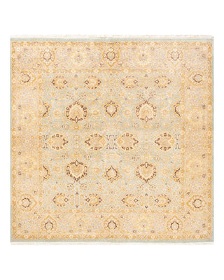 Traditional Mogul Light Blue Wool Square Area Rug 6' 1" x 6' 2" - Solo Rugs