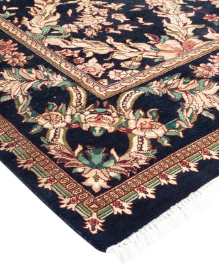 Traditional Mogul Black Wool Area Rug 6' 2" x 8' 7" - Solo Rugs