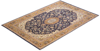 Traditional Mogul Blue Wool Area Rug 6' 1" x 9' 0" - Solo Rugs