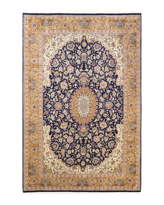 Traditional Mogul Blue Wool Area Rug 6' 1" x 9' 0" - Solo Rugs