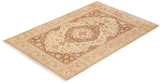 Traditional Mogul Ivory Wool Area Rug 6' 1" x 9' 1" - Solo Rugs