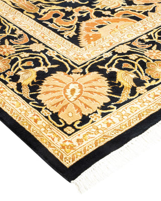 Traditional Mogul Black Wool Area Rug 5' 10" x 9' 1" - Solo Rugs