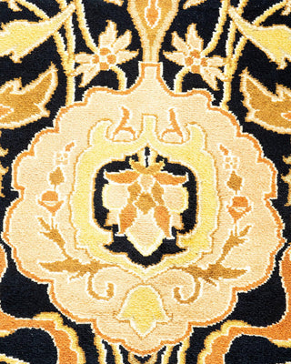 Traditional Mogul Black Wool Area Rug 5' 10" x 9' 1" - Solo Rugs