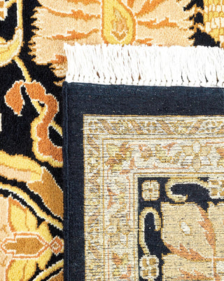 Traditional Mogul Black Wool Area Rug 5' 10" x 9' 1" - Solo Rugs