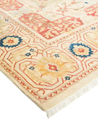 Traditional Mogul Ivory Wool Area Rug 6' 0" x 8' 10" - Solo Rugs