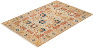 Traditional Mogul Ivory Wool Area Rug 6' 0" x 8' 10" - Solo Rugs