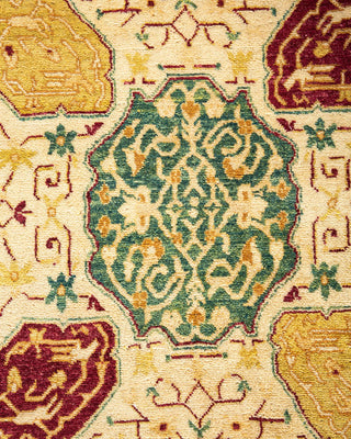 Traditional Mogul Ivory Wool Area Rug 6' 0" x 8' 9" - Solo Rugs
