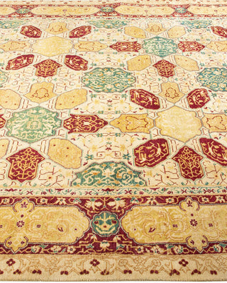 Traditional Mogul Ivory Wool Area Rug 6' 0" x 8' 9" - Solo Rugs
