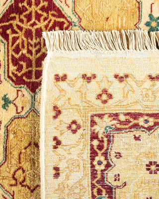 Traditional Mogul Ivory Wool Area Rug 6' 0" x 8' 9" - Solo Rugs