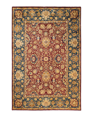 Traditional Mogul Red Wool Area Rug 6' 1" x 9' 0" - Solo Rugs