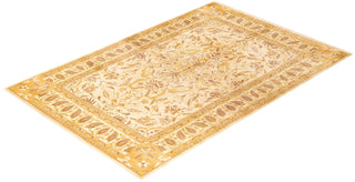 Traditional Mogul Ivory Wool Area Rug 6' 1" x 9' 3" - Solo Rugs