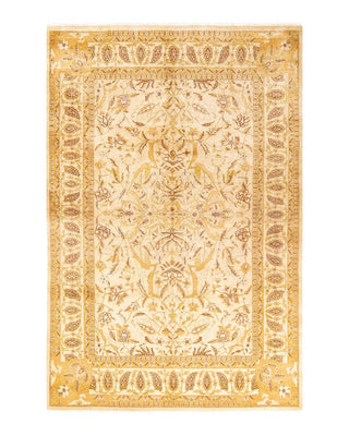 Traditional Mogul Ivory Wool Area Rug 6' 1" x 9' 3" - Solo Rugs