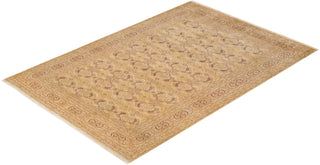 Traditional Mogul Yellow Wool Area Rug 6' 0" x 8' 10" - Solo Rugs