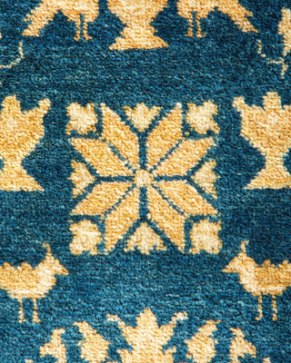 Traditional Mogul Blue Wool Area Rug 6' 2" x 9' 0" - Solo Rugs