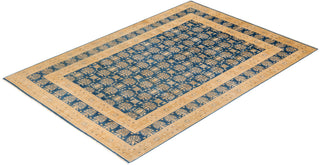 Traditional Mogul Blue Wool Area Rug 6' 2" x 9' 0" - Solo Rugs
