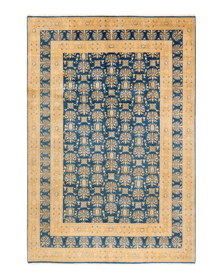 Traditional Mogul Blue Wool Area Rug 6' 2" x 9' 0" - Solo Rugs