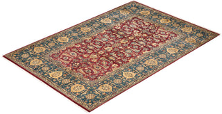 Traditional Mogul Red Wool Area Rug 6' 0" x 9' 0" - Solo Rugs