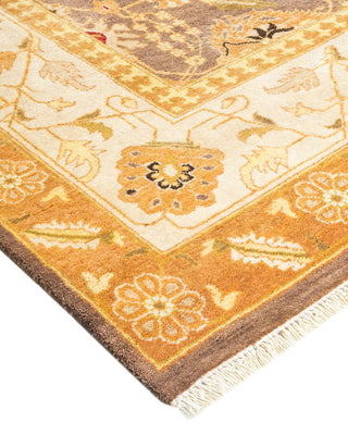 Traditional Mogul Brown Wool Area Rug 6' 0" x 9' 1" - Solo Rugs