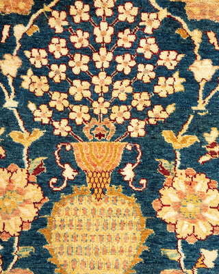 Traditional Mogul Blue Wool Area Rug 6' 0" x 8' 9" - Solo Rugs