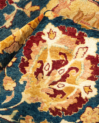 Traditional Mogul Blue Wool Area Rug 6' 0" x 8' 9" - Solo Rugs
