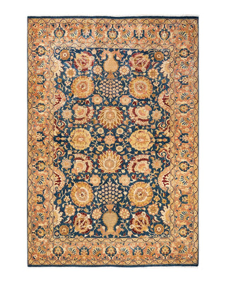 Traditional Mogul Blue Wool Area Rug 6' 0" x 8' 9" - Solo Rugs